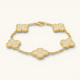 Four Leaf Clover In Gold Zirconia